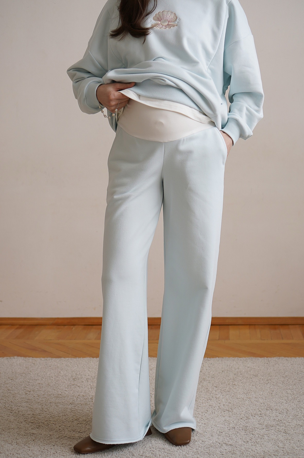 Брюки широкие Ритм премиум для беременных, Голубой