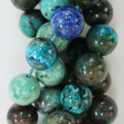 Хризаколла + лазурит бусины 8мм