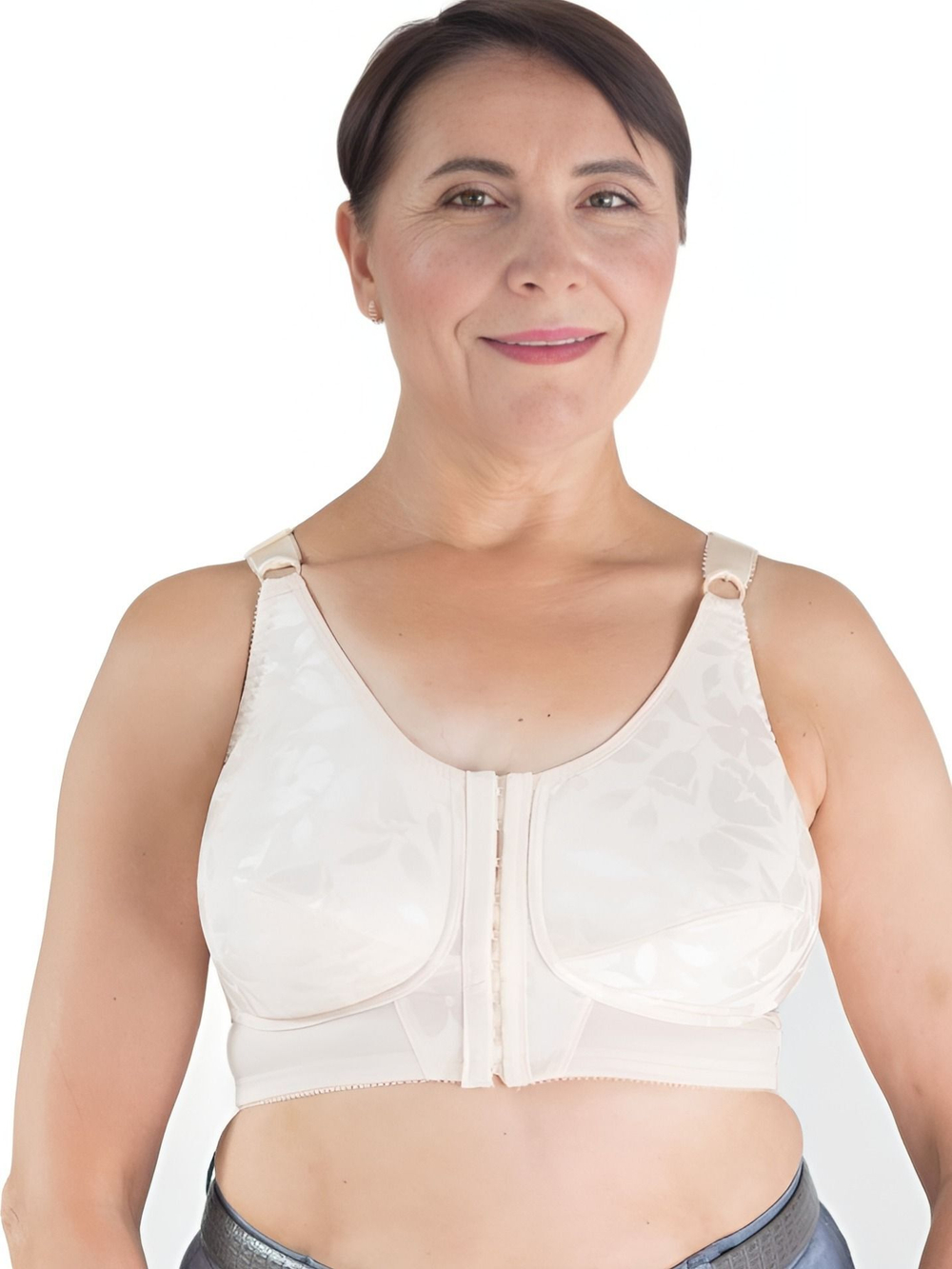 Полуграция с передней застежкой, корректором осанки, без косточек, 90C бежевый