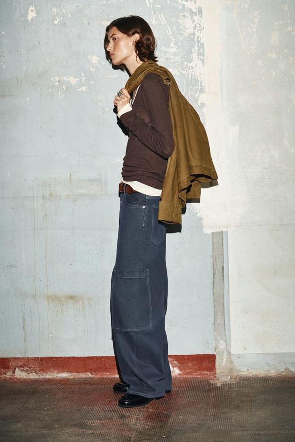 ZARA ДЖИНСЫ TRF BAGGY BALLOON С КАРМАНАМИ, ЧЕРНИЛЬНО-СИНИЙ