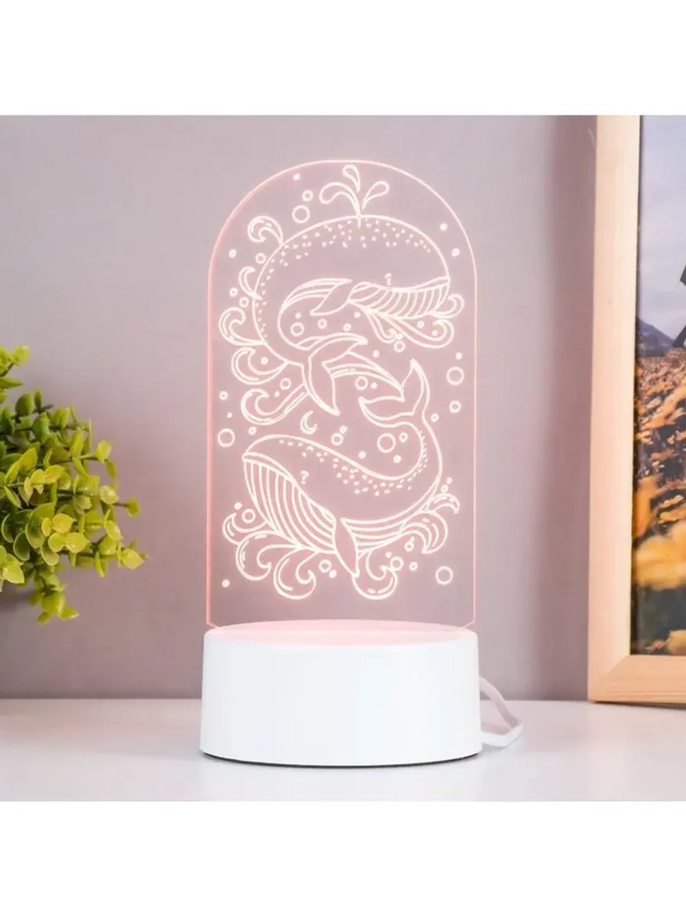 Светильник 3D ночник RISALUX «Кит», LED белый 8.5×9.5×16 см
