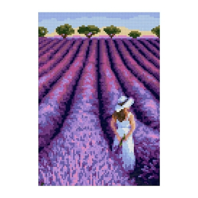 Алмазная мозаика 21*30см "Лавандовое поле" (Lori)