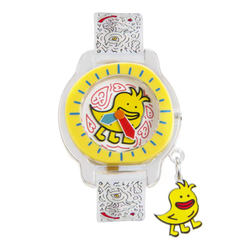 Xomad × Mr Doodle Quartz Movement Silicone Strap Watch Women"s Watch White Dial