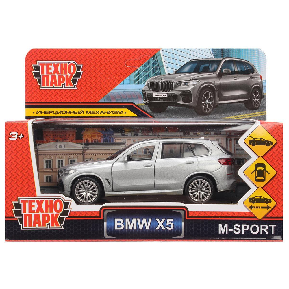 Модель ин. мет. "BMW X5 M-Sport" 12см. двери, багаж, серебристый X5-12-SR (Технопарк)