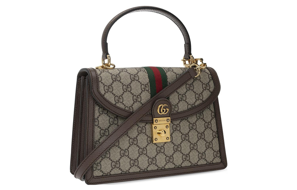 GUCCI Ophidia Canvas With Leather Shoulder Bag, Crossbody Bag, Handbag Small Women"s Ebony/Brown