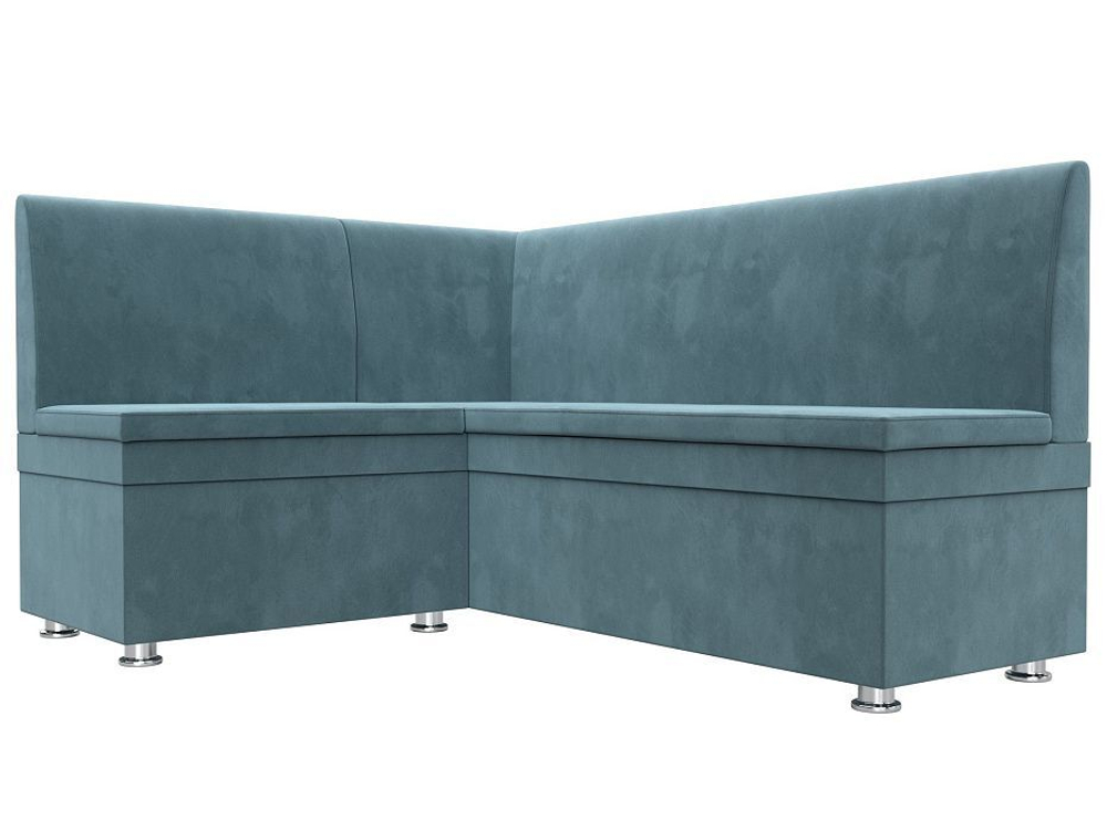 Диван кухонный угловой Уют левый угол, Бирюзовый, Велюр, 109625L
