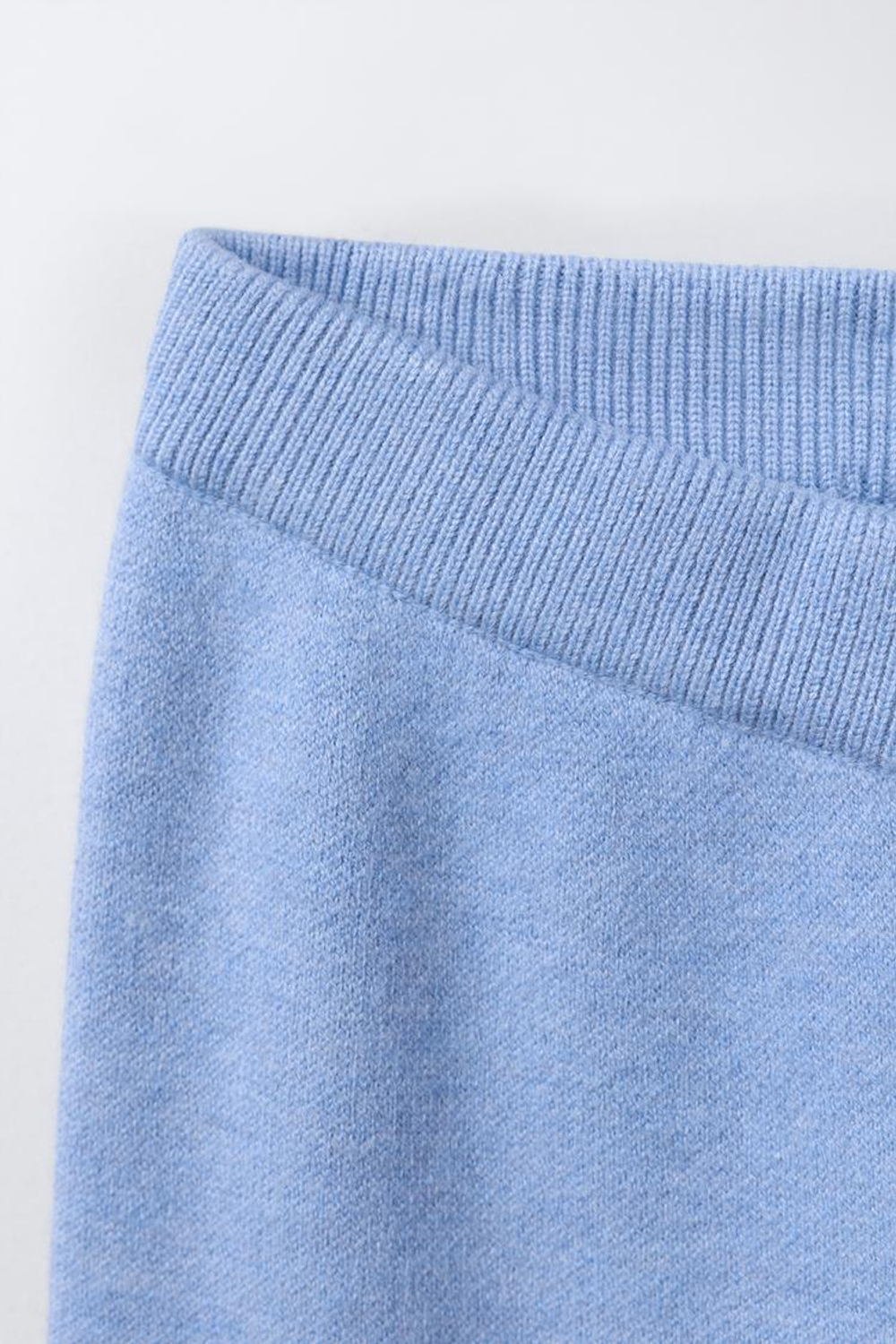 ZARA ТРИКОТАЖНЫЕ БРЮКИ WIDE LEG, ЛИНЯЛЫЙ СИНИЙ