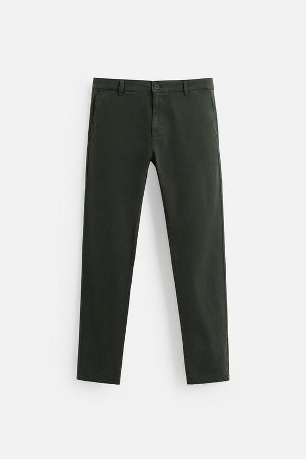 ZARA БРЮКИ ЧИНОС SKINNY FIT, ТЕМНО-ЗЕЛЕНЫЙ