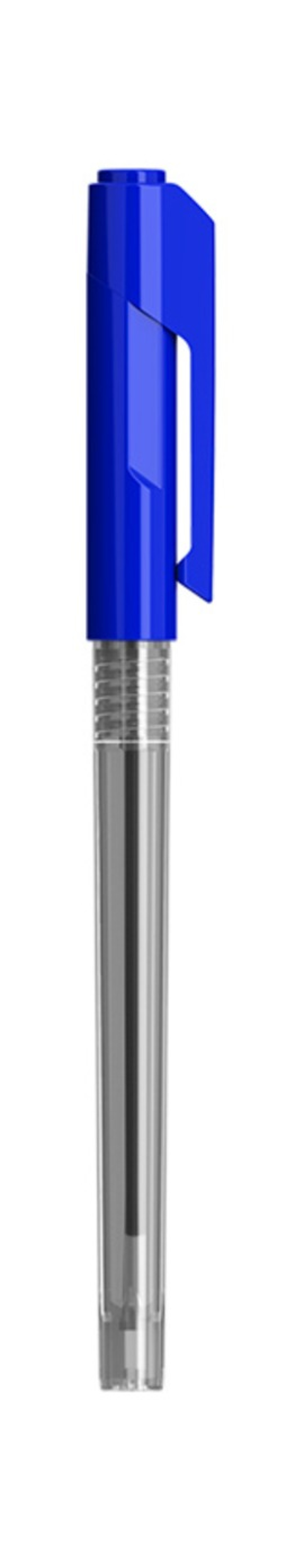 Ручка шариковая Deli Arrow 0.5мм прозрачный корпус, синяя EQ00830