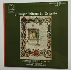 Винтажная виниловая пластинка LP Ensemble Hortus Musicus, Andres Moustonen Musique Italienne du Trecento (France 1976)