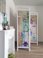 Ширма - перегородка для зонирования пространства деревянная с картинкой с обеих сторон "Райские птички", 3 створки, 480*1800 мм