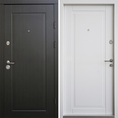 Входная дверь с шумоизоляцией 417 МДФ скол дуба чёрный/белый матовый