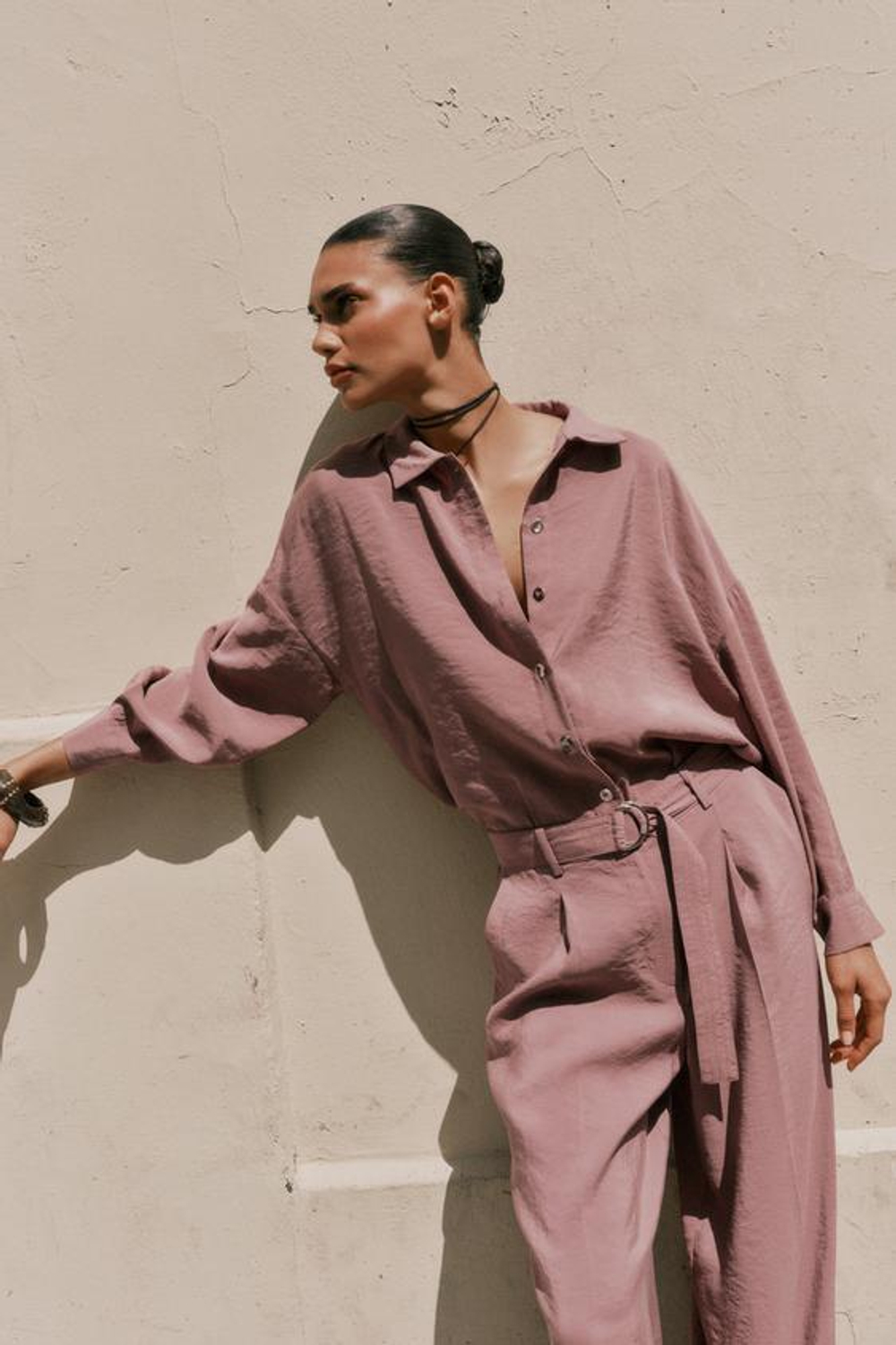 ZARA ШИРОКИЕ БРЮКИ С ПОЯСОМ, МАРСАЛА