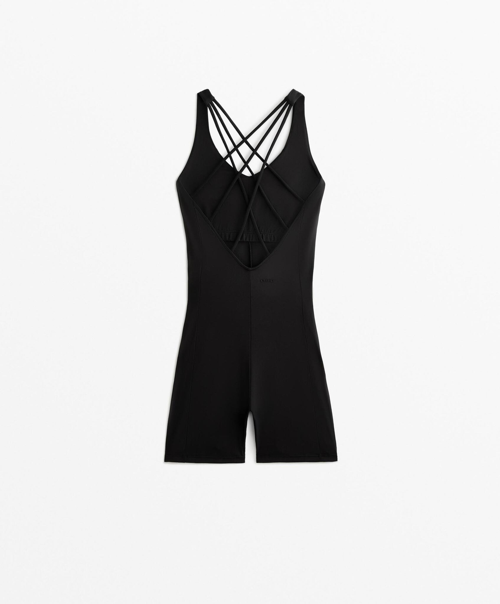 Oysho Короткий комбинезон Comfortlux, черный