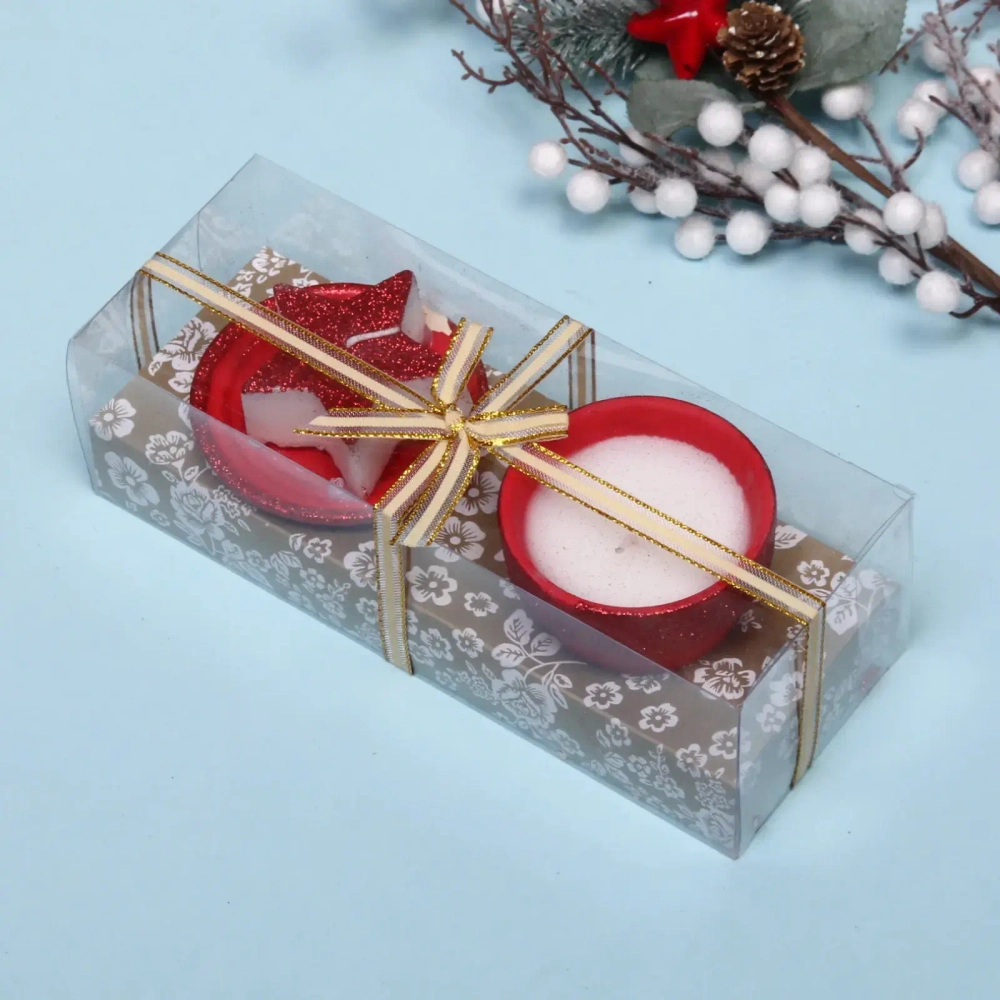 Свечи новогодние «Новогодний праздник» 22x8.3x7 см, красный