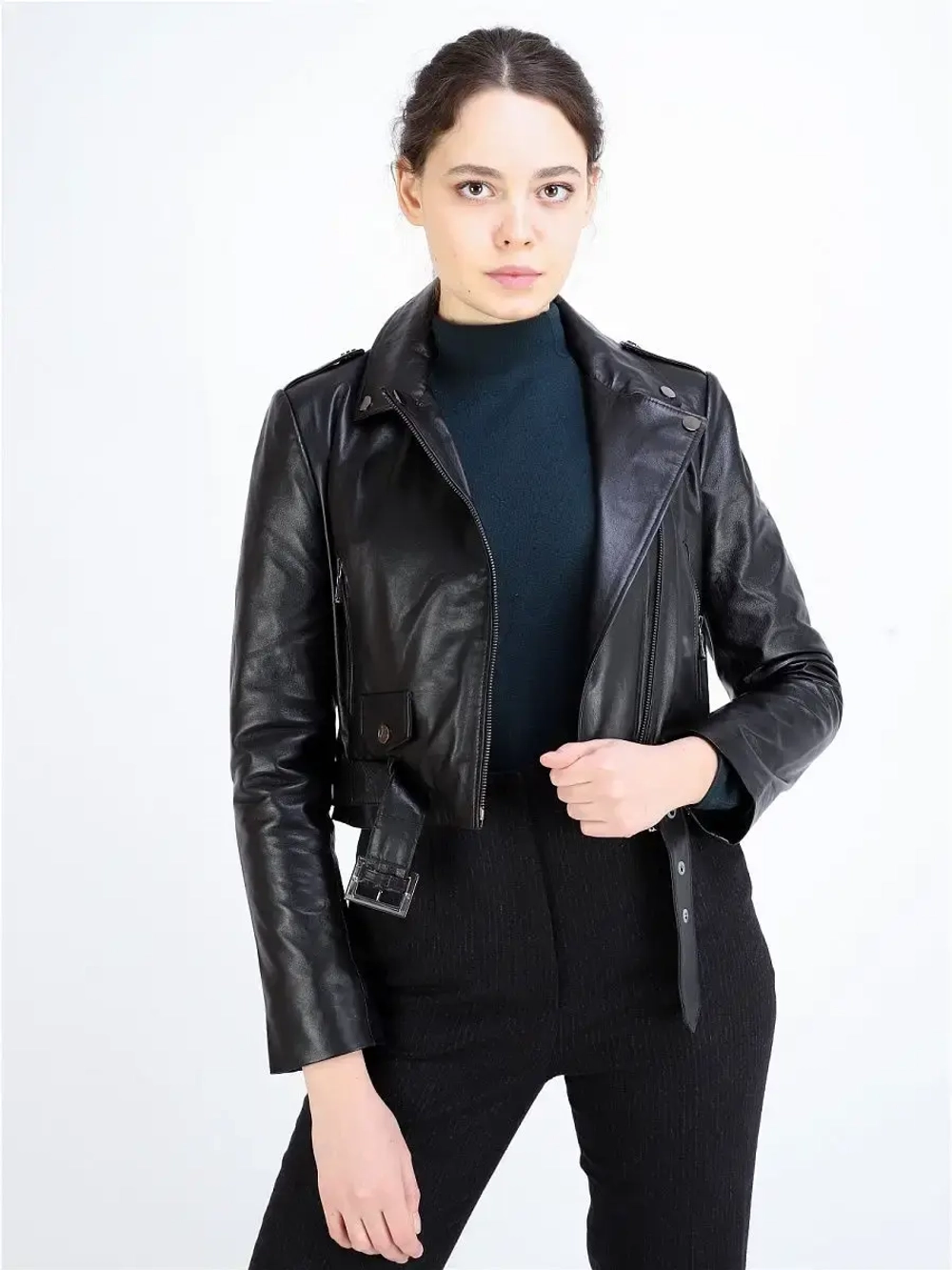 Женская косуха/кожаная/кожаная куртка/Турция