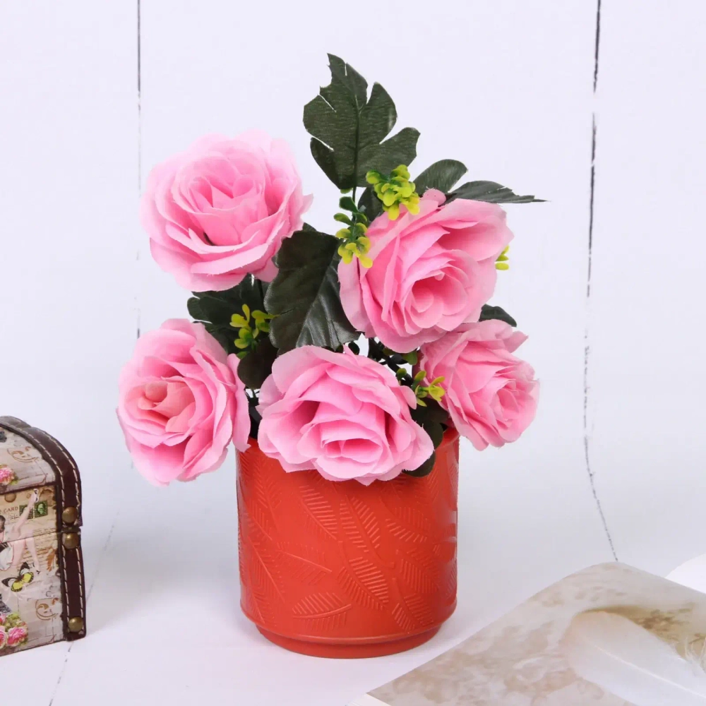 Ваза из пластика «Ивет» 10*10см цвет коралловый