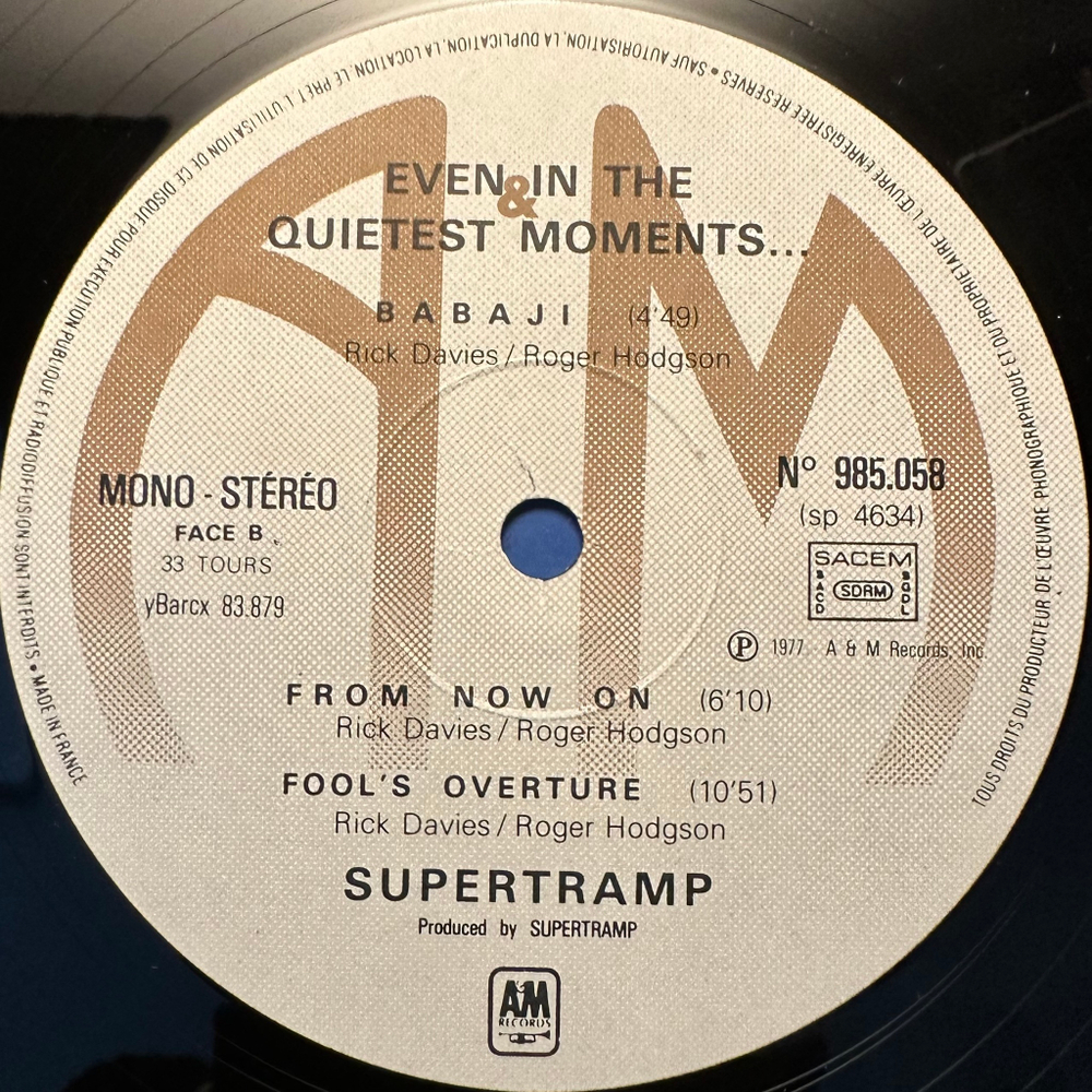 Supertramp - Even In The Quietest Moments (Франция 1977г.)