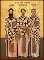 Икона под старину А4. Дерево, холст (святые мужи)