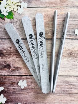 SofiaNails Пилка серая прямая Корея, 180/240гр
