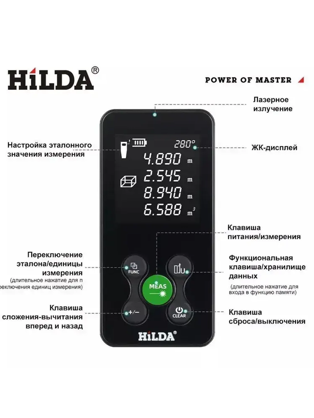 HILDA Лазерный дальномер,лазерный уровень зеленый луч,120CM