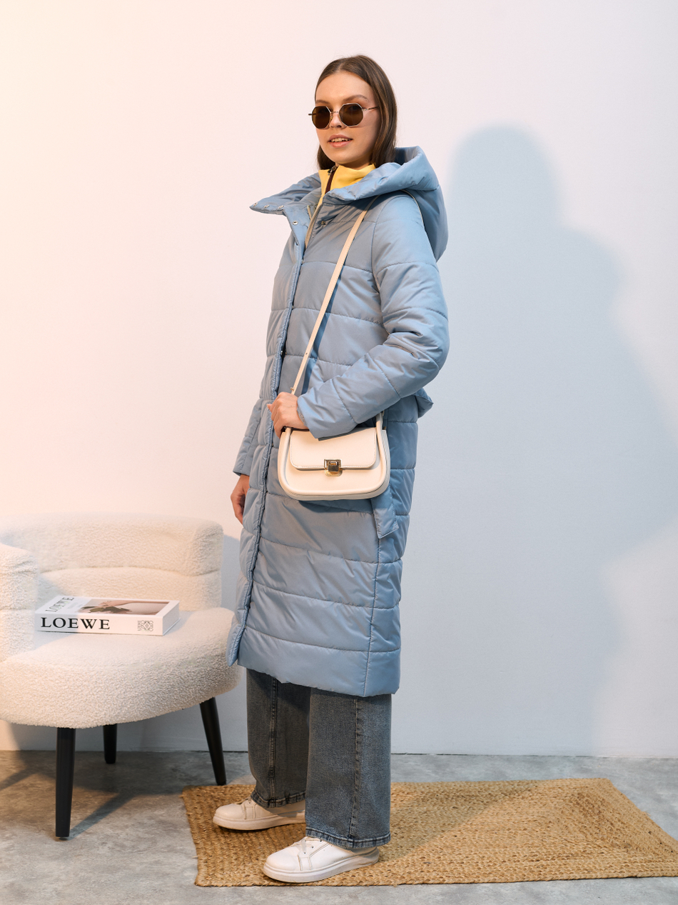 Пальто  демисезонное "Анель" голубой