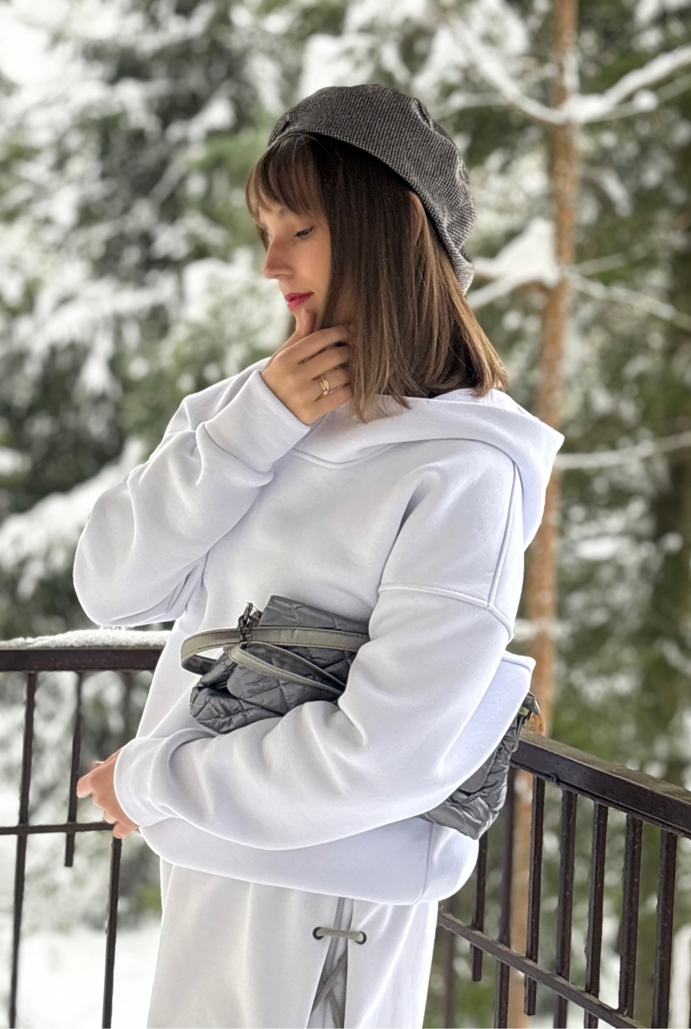 Худи / белый/ унисекс / начес