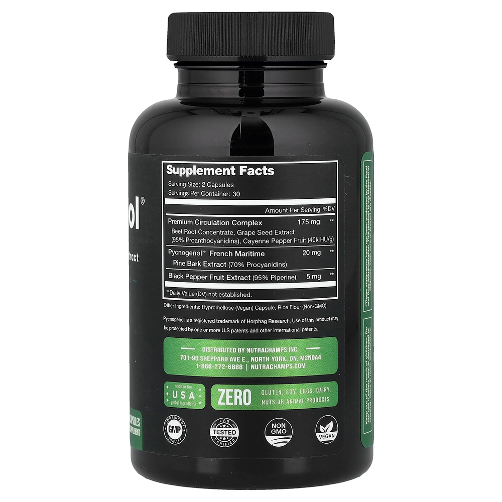 NutraChamps, Pycnogenol®, 60 веганских капсул