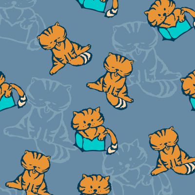 Смешные желтые коты на синем