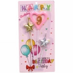 Свечи для торта Цифра Звёздный праздник «9», розовый