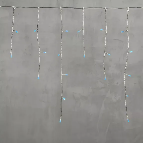 Светодиодная бахрома 3*0.5 м., 3 батарейки типа D 4.5V, 100 LED ламп небесно голубого цвета, прозрачный силикон, LTC (ECC100-10-8SB)