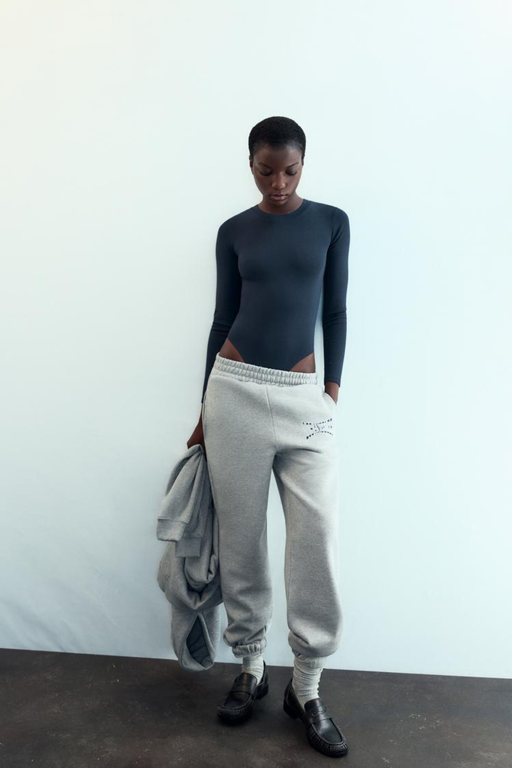 ZARA БОДИ ИЗ ХЛОПКА И МОДАЛА, МОРСКОЙ СИНИЙ