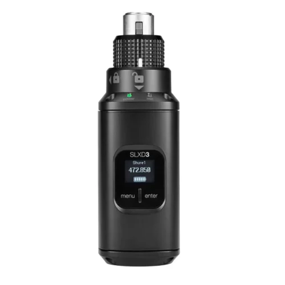 Shure SLXD3 — цифровой plug-on передатчик (XLR, фантомное питание 12/48 В)