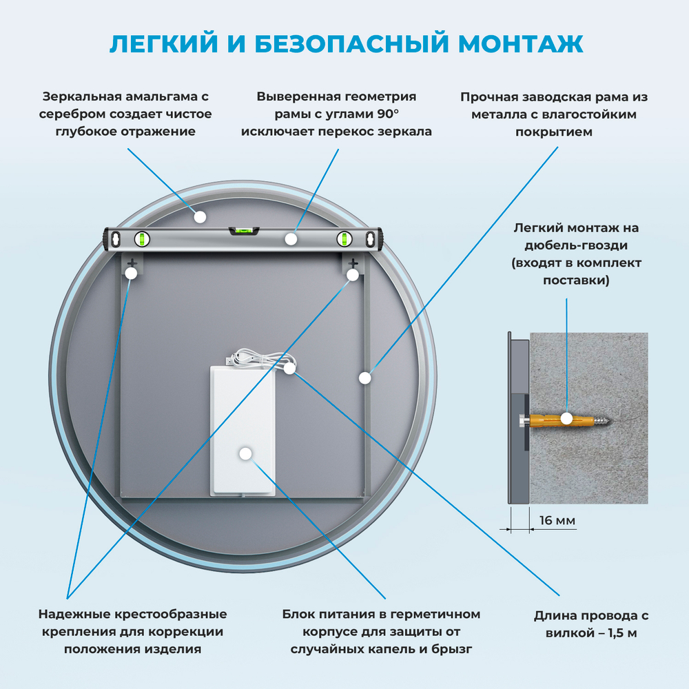 Настенное зеркало с подсветкой
