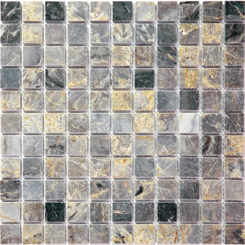 7M024-25P Мозаика из мрамора Natural Adriatica серый квадрат глянцевый