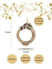 Уроборос  с плавником - подвеска из бронзы