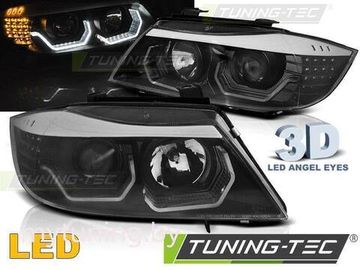 Передние фары 3D ANGEL EYES LED BLACK для BMW 3 E90 E91