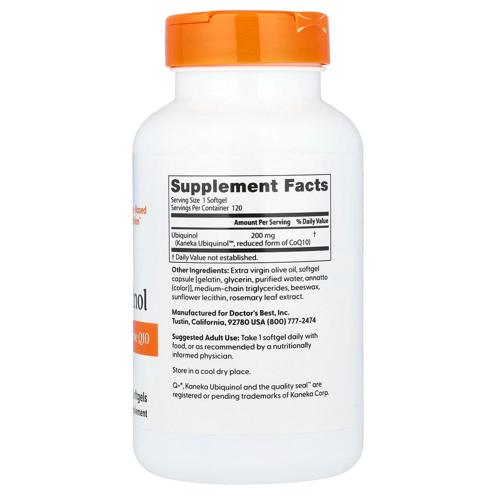 Doctor's Best, убихинол, 200 мг, 120 капсул