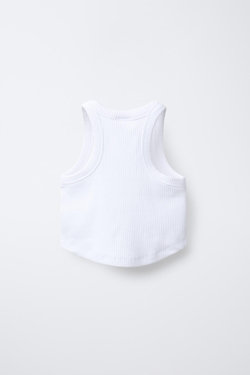 ZARA ТОП В РУБЧИК СО СПИНОЙ-БОРЦОВКОЙ, БЕЛЫЙ