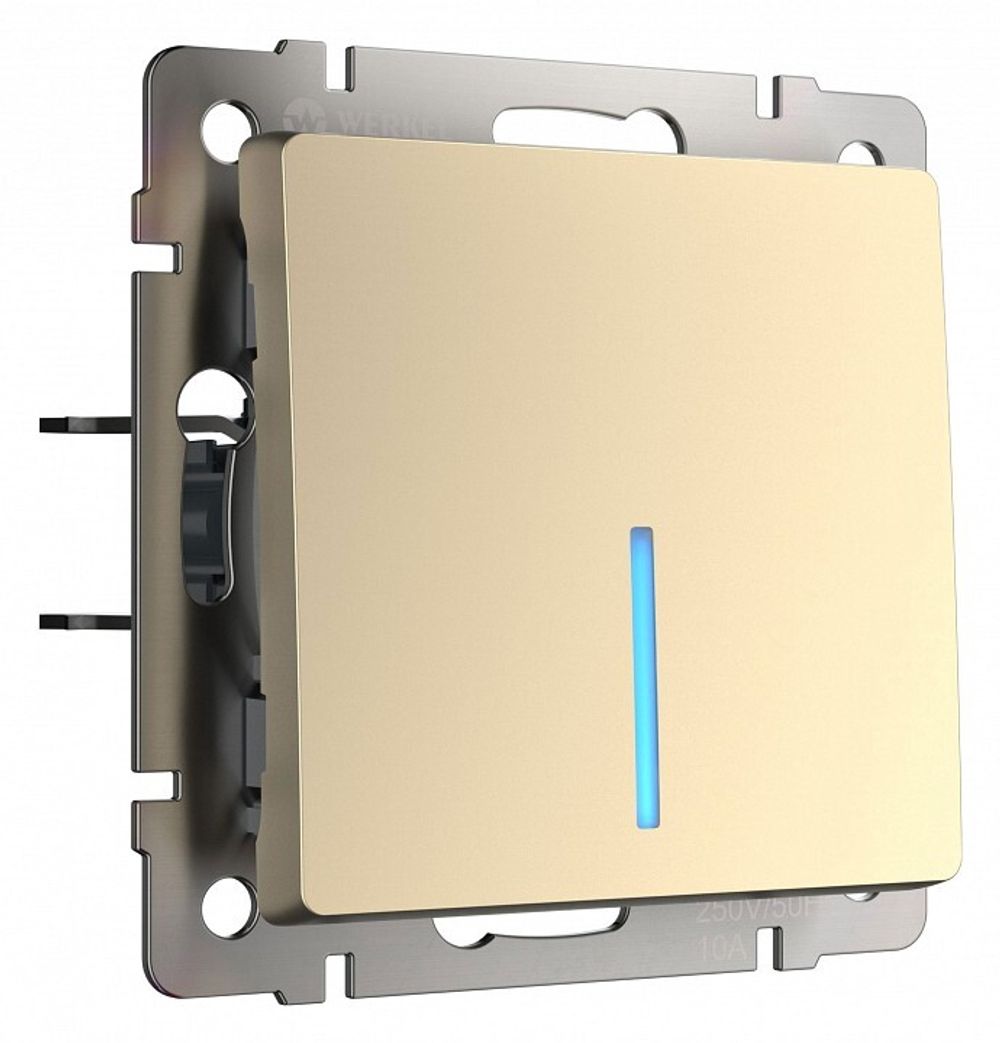 Выключатель проходной одноклавишный с подсветкой без рамки Werkel шампань W1112111