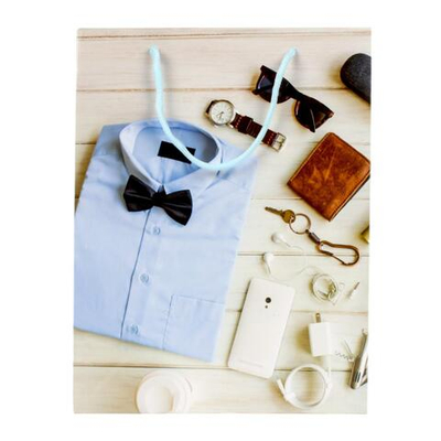 Пакет подарочный "Man" 18*24*7 см, ручки-шнурок, 4 цвета микс