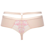 Телесные трусики-стринги Glossy Iris с цветочным кружевом (Размер: 42) (Цвет: телесный)
