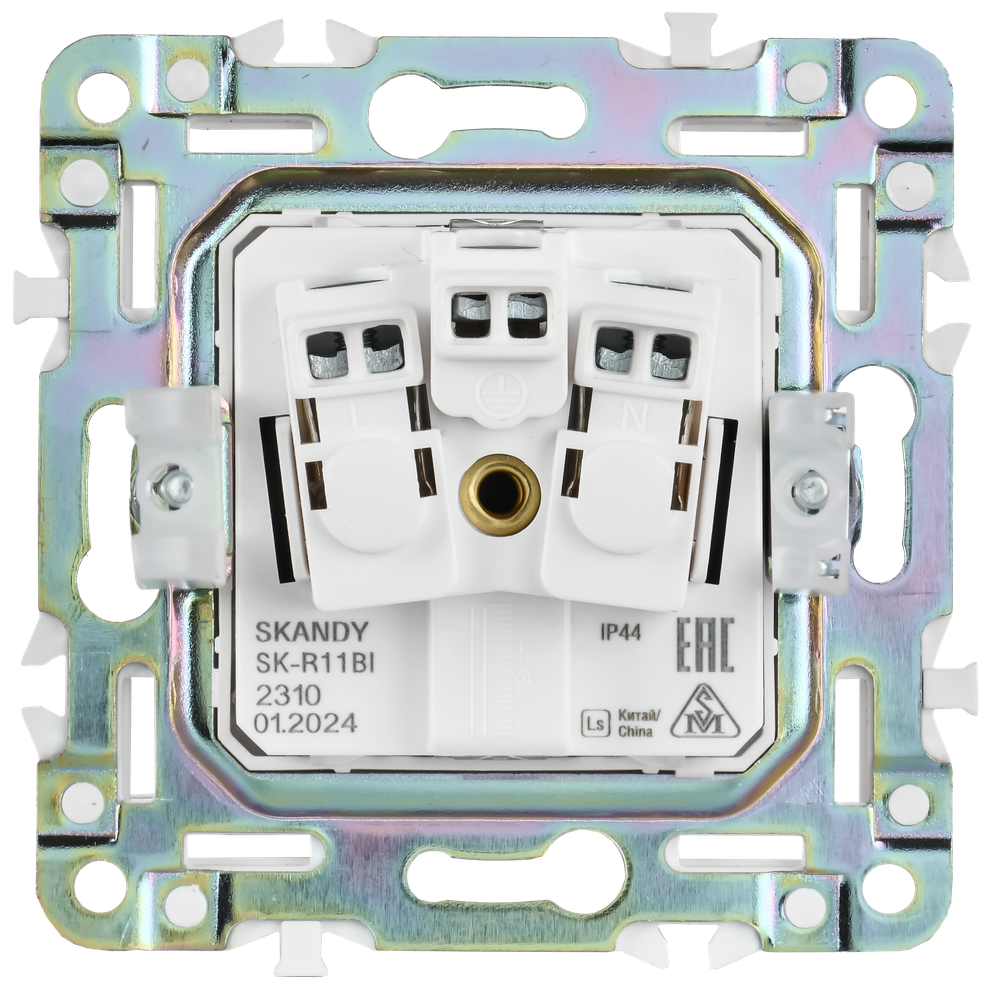 SKANDY Розетка 1-местная с заземлением с защитными шторками и крышкой 16А IP44 SK-R11Bl черный IEK