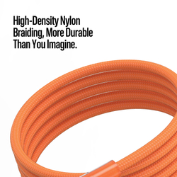 Кабель для быстрой зарядки 60W в тканевой оранжевой оплетке, длина 100см (1м) с разъемом Type C на Type C, серия WLCM Series от Dux Ducis