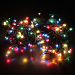 Электрогирлянда м/лампы цвет, 140 ламп, 6,7м, 8 р.миг., зелен.провод, кор