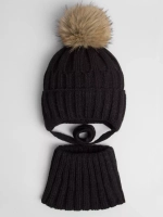 Шапка зимняя детская на завязках и снуд