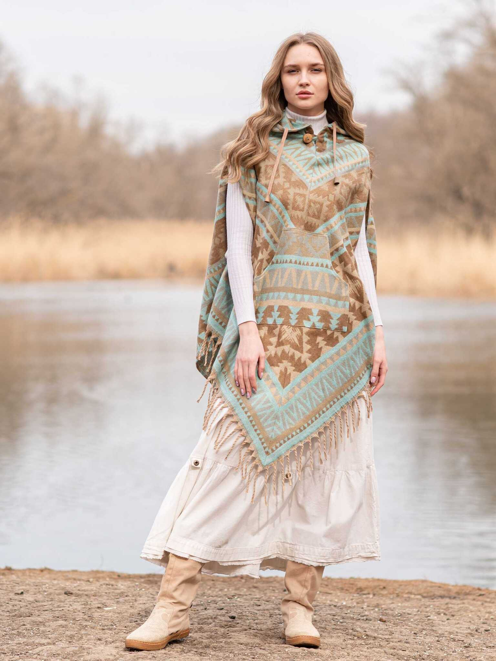 пончо женское