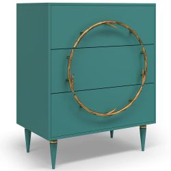 Комод Арт Колор matte Классик Голд с 3 ящиками Пастельно-синий матовый