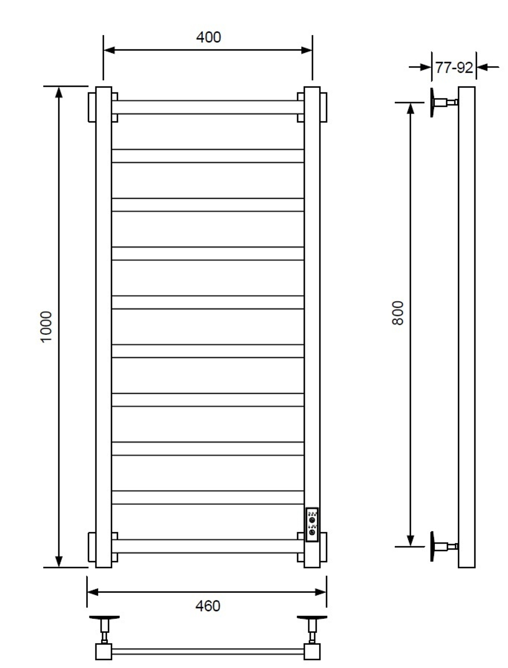 Полотенцесушитель электрический с/т Comfysan Roma-K EC-10 100/40, белый