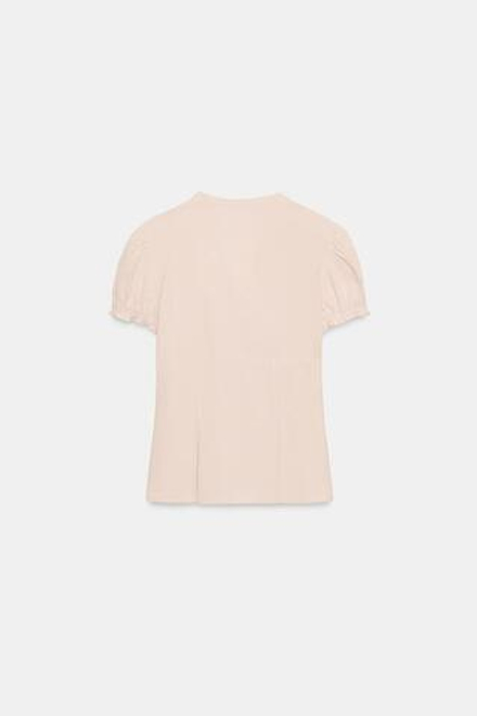 ZARA РУБАШКА ИЗ ПОПЛИНА С ВОЛАНАМИ, ПАСТЕЛЬНО-РОЗОВЫЙ